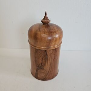 Wood Turned Lidded Box Container Canister Pointy Top Lid Woodworking
